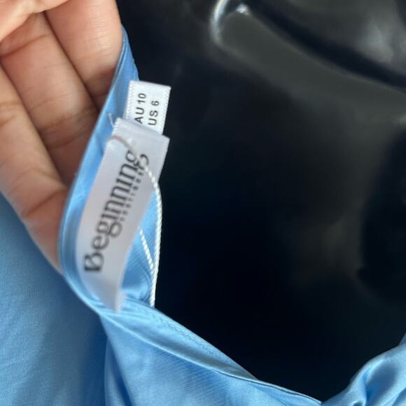 NWOT Beginning Boutique Sky Blue Satin Maxi Dress | US 6 AU 10 - Picture 5 of 6